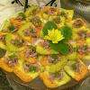 Polenta Bites:  Tri- colored polenta topped with beef. Photo by:Tracy Hunter from Kabul,, Afghanistan