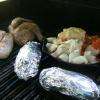 Here you can see the chopped carrots, onion and butter that's just been placed on the grill.